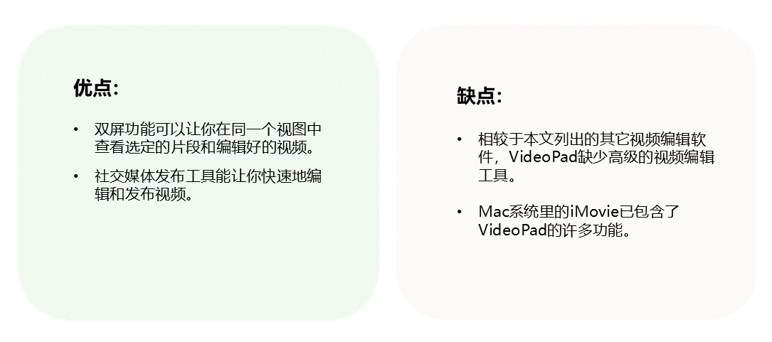VideoPad优缺点